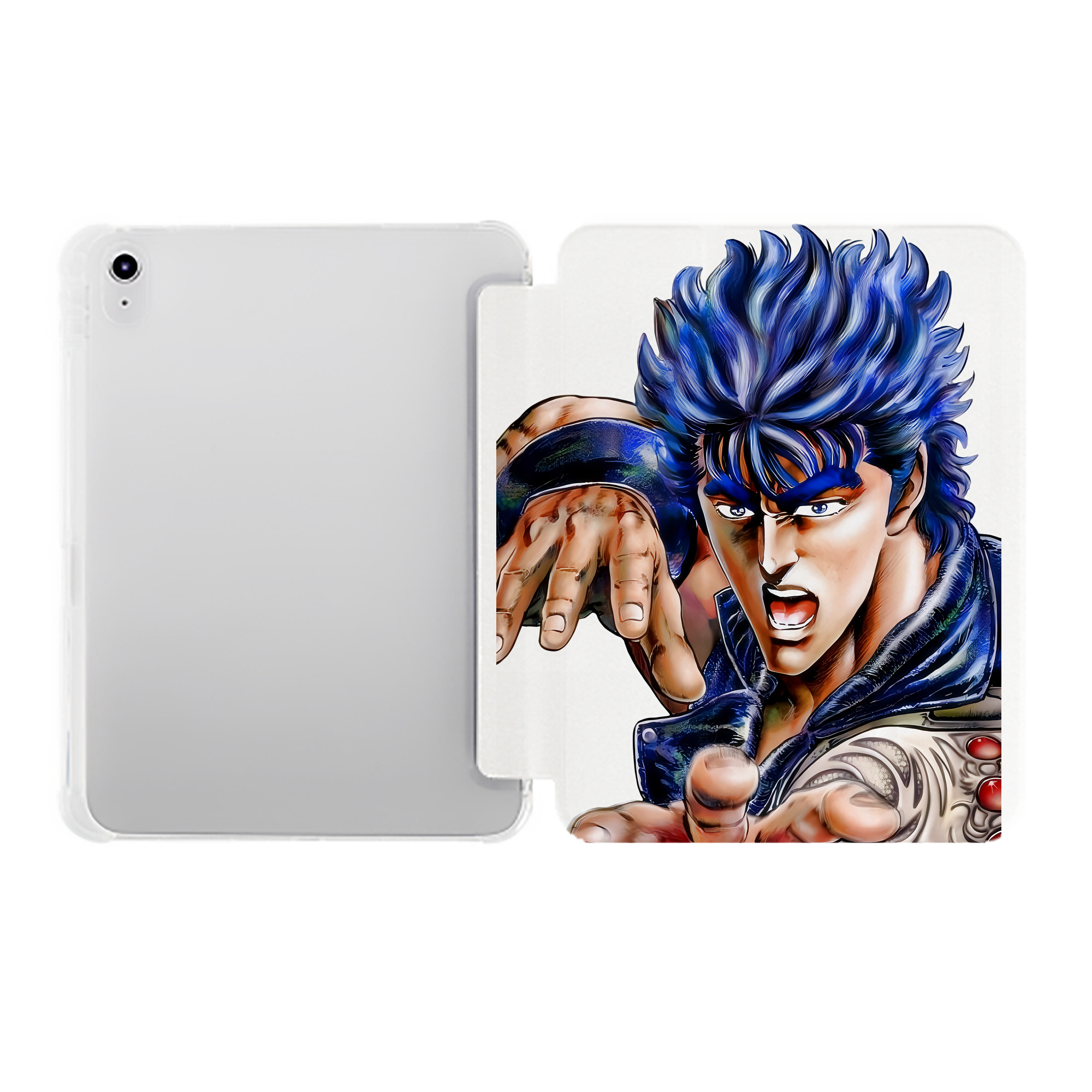 （画像用） 北斗の拳 Fist of the North Star IPad ケース ペン収納付き 三つ折りスタンド PUレザー×シリコン 対応機種9.5/10.5/10.9インチ